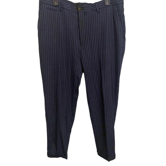 Zara Pants Zara Mens Navy Blue Pinstripe Tailored Suit Dress Pants